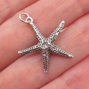 SUNWEST 925 Sterling Silver Vintage Starfish Oxidized Charm Pendant